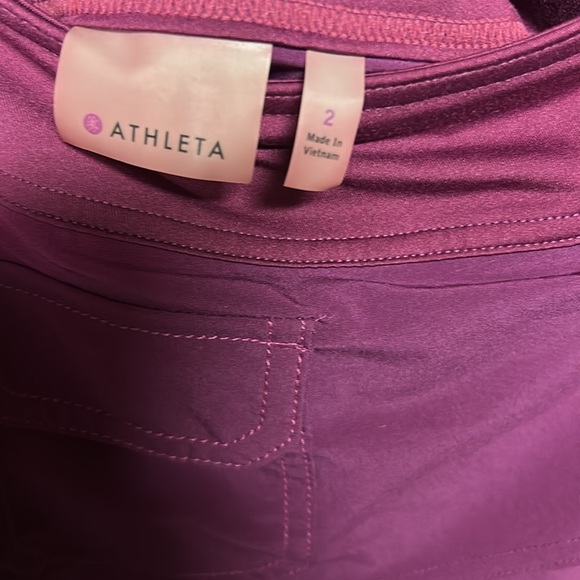 Athleta Wherever Skirt Skort Size 2 Purple Magenta Stretch Tiered Built In Short - Picture 3 of 6